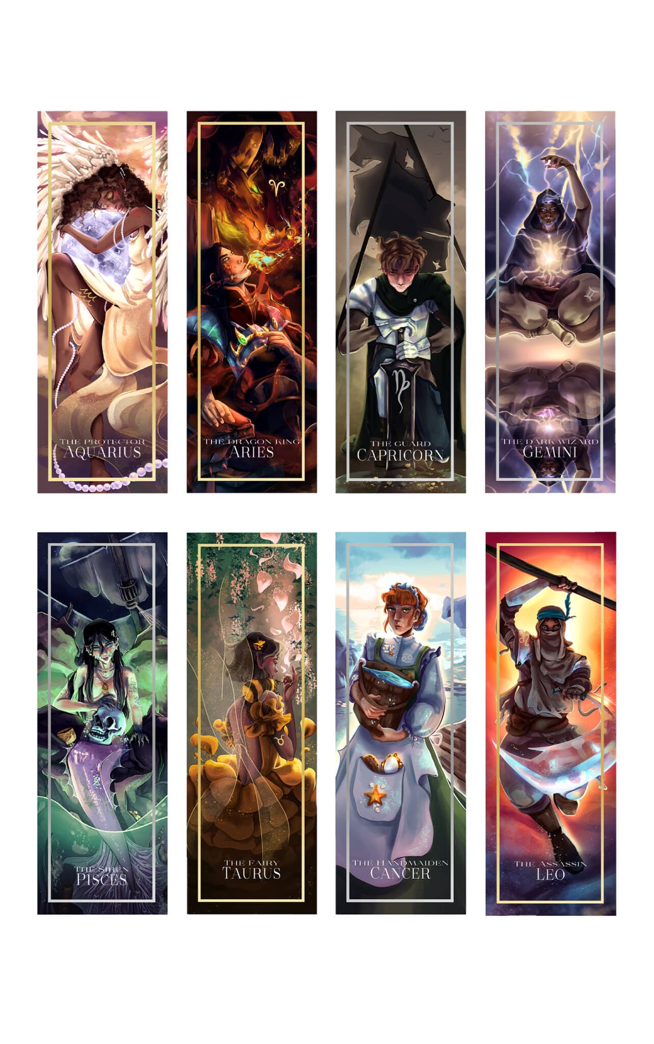 Zodiac Sign Foiled Bookmark - Set van acht