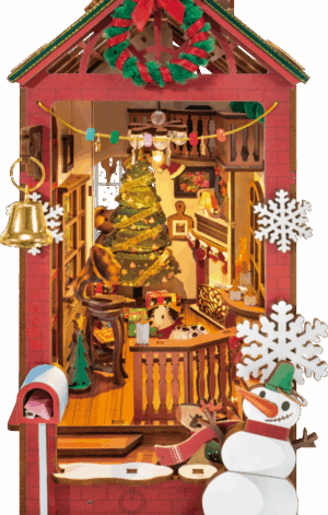 DIY Book Nook Christmas Indoor Scene